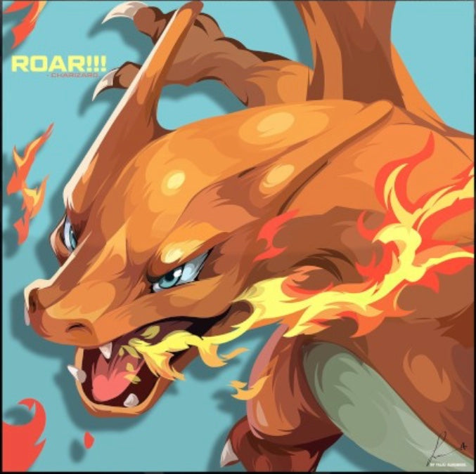 Anime Pokemon Charizard Frameless Art Painting (30*30 cm)