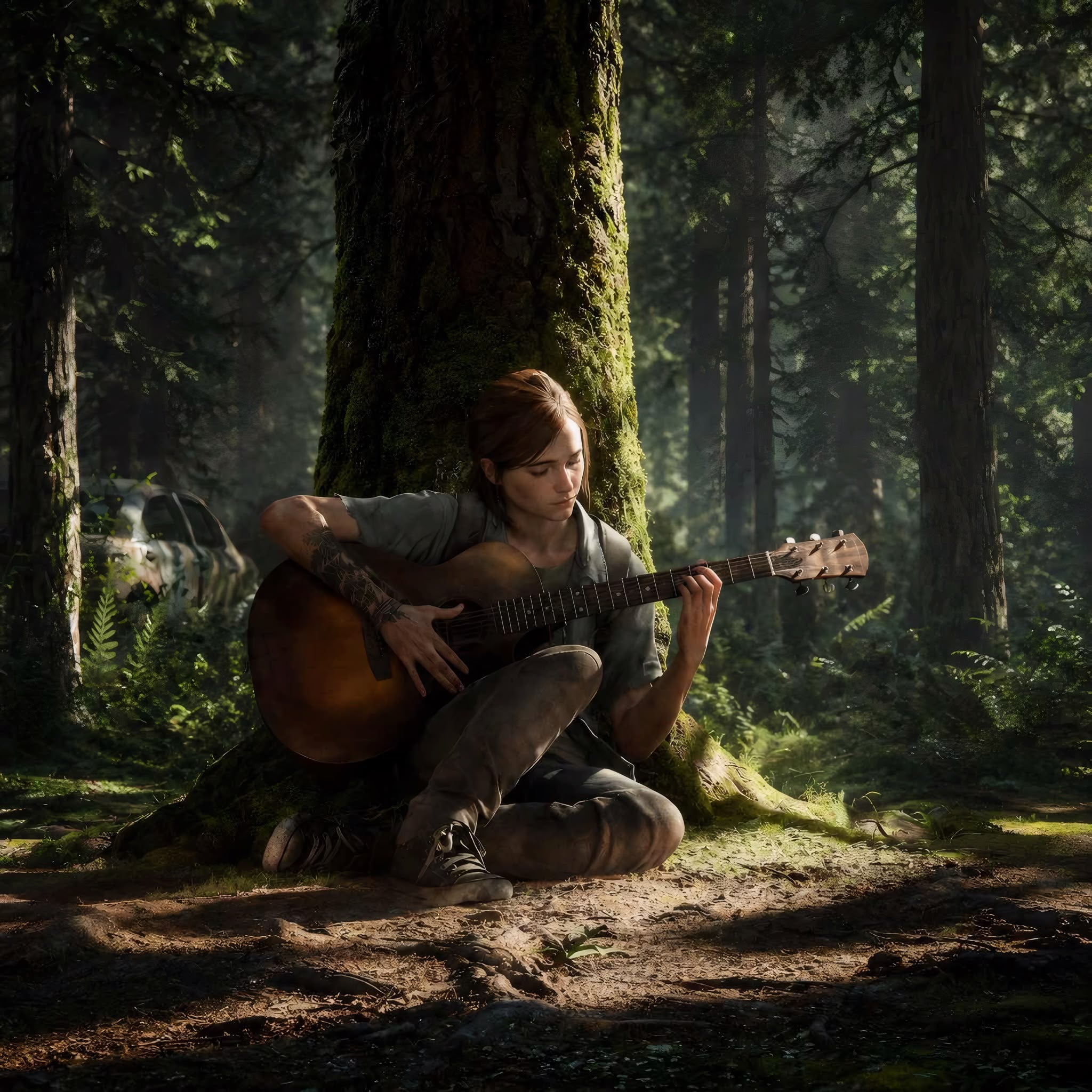 The Last Of Us Ellie With Guitar Frameless Art Painting on Acrylic Sheet (30x30cm)