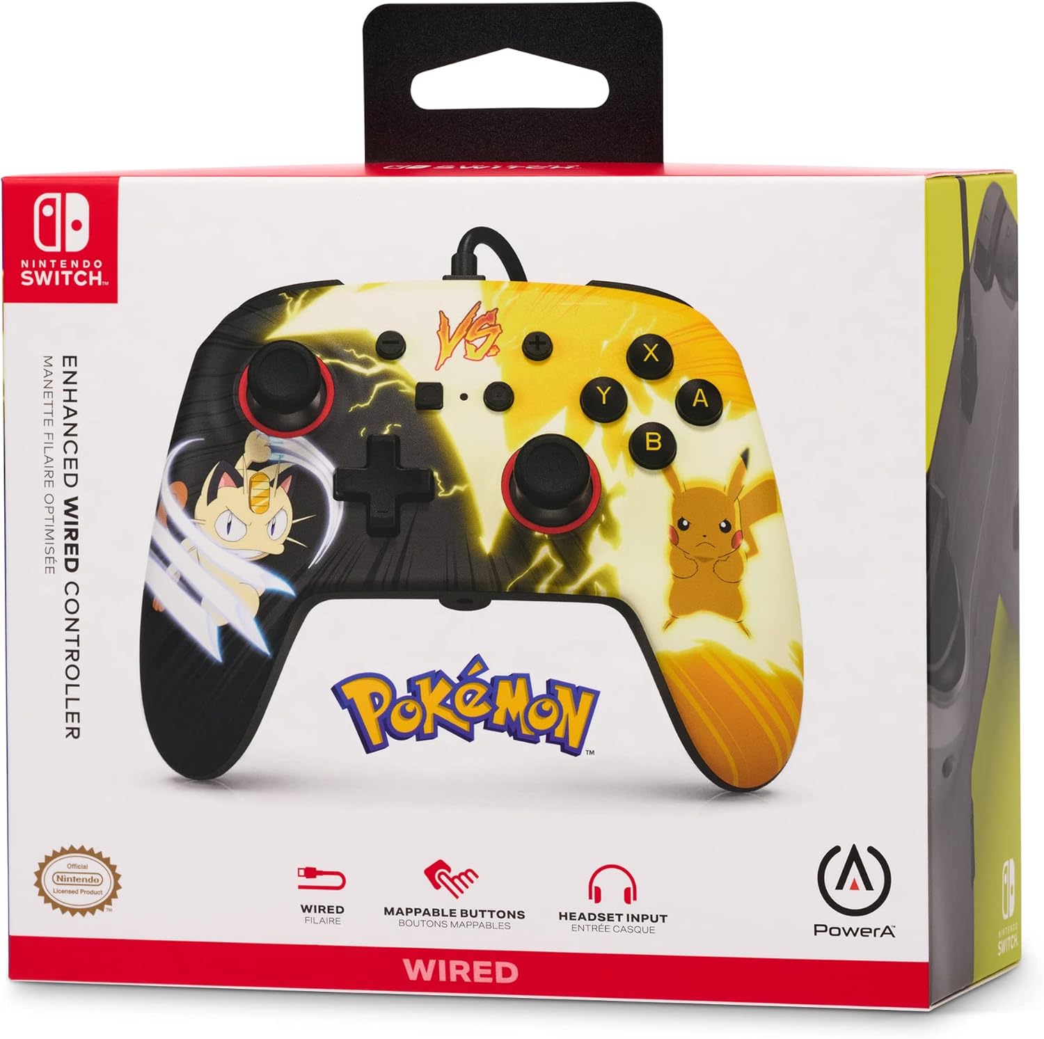 PowerA Enhanced Wired Controller for Nintendo Switch - Pokémon: Pikachu vs. Meowth