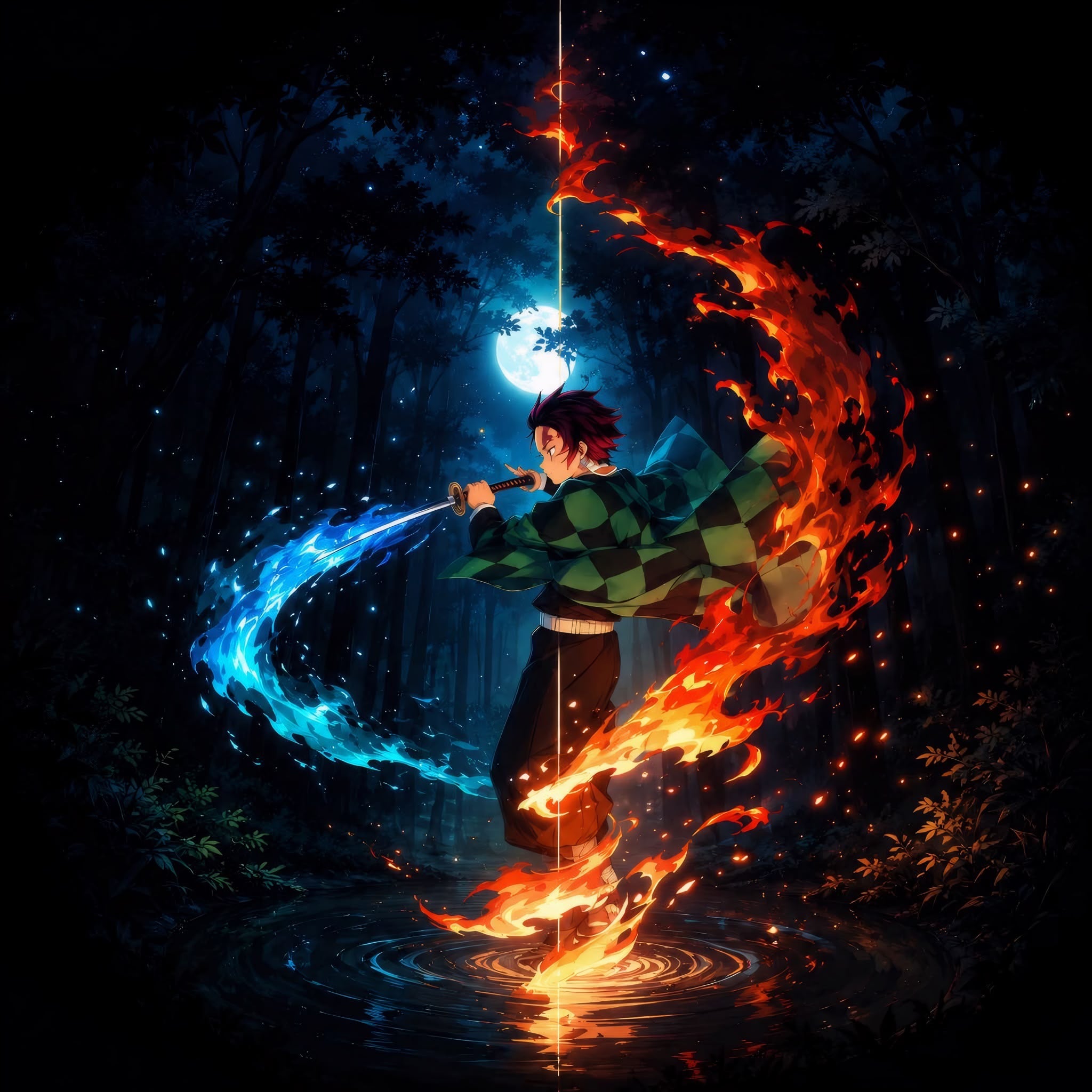 Anime Demon Slayer Tanjiro Kamado Frameless Art Painting on Acrylic Sheet (30x30cm)