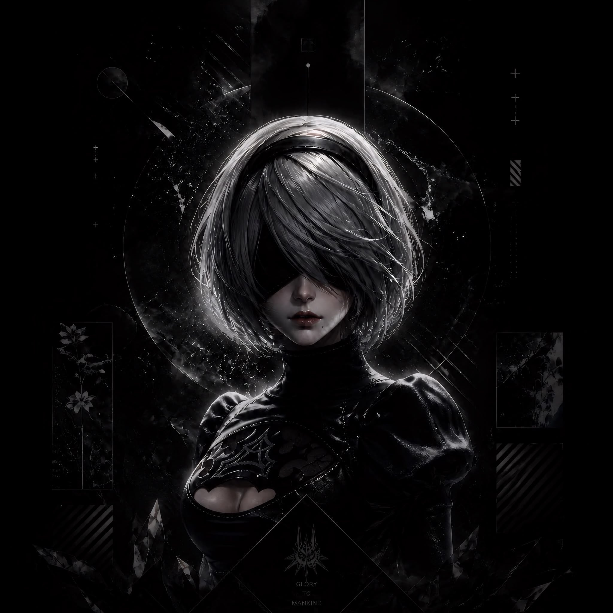 NieR:Automata- 2B Frameless Art Painting on Acrylic Sheet (30x30cm)
