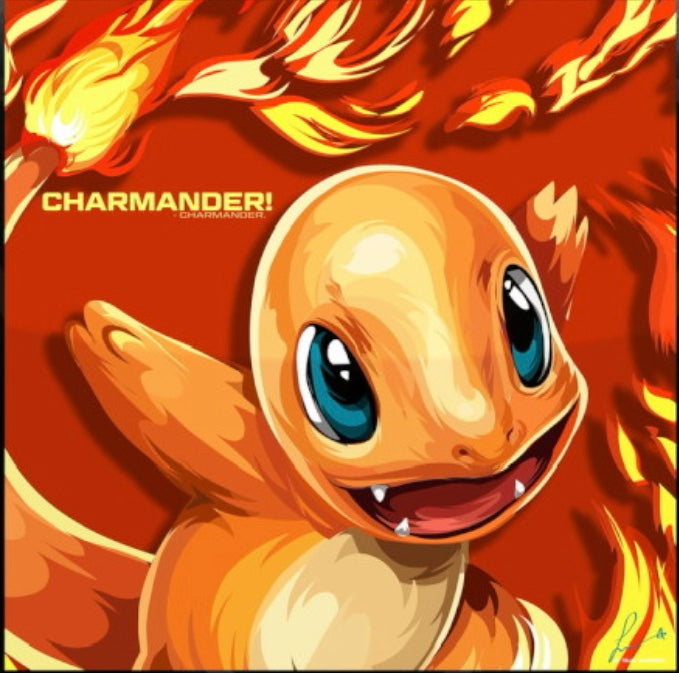 Anime Pokemon Charmander Frameless Art Painting (30*30 cm)