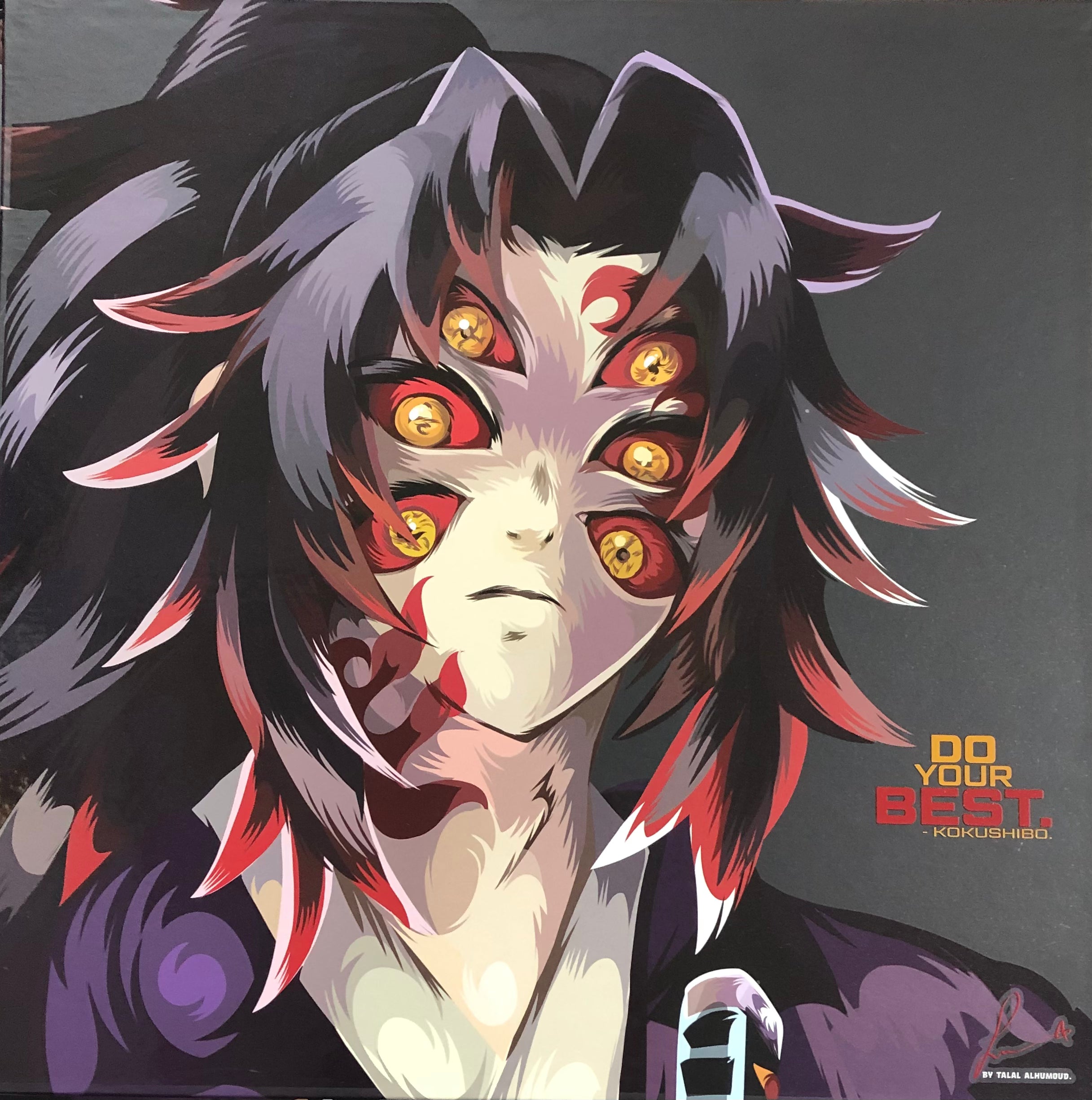 Anime Demon Slayer - Kokushibo Frameless Art Painting (30*30 cm)