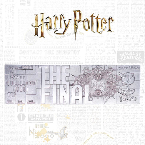 Official Harry Potter Limited Edition .999 Silver Plated Replica Quidditch World Cup Ticket