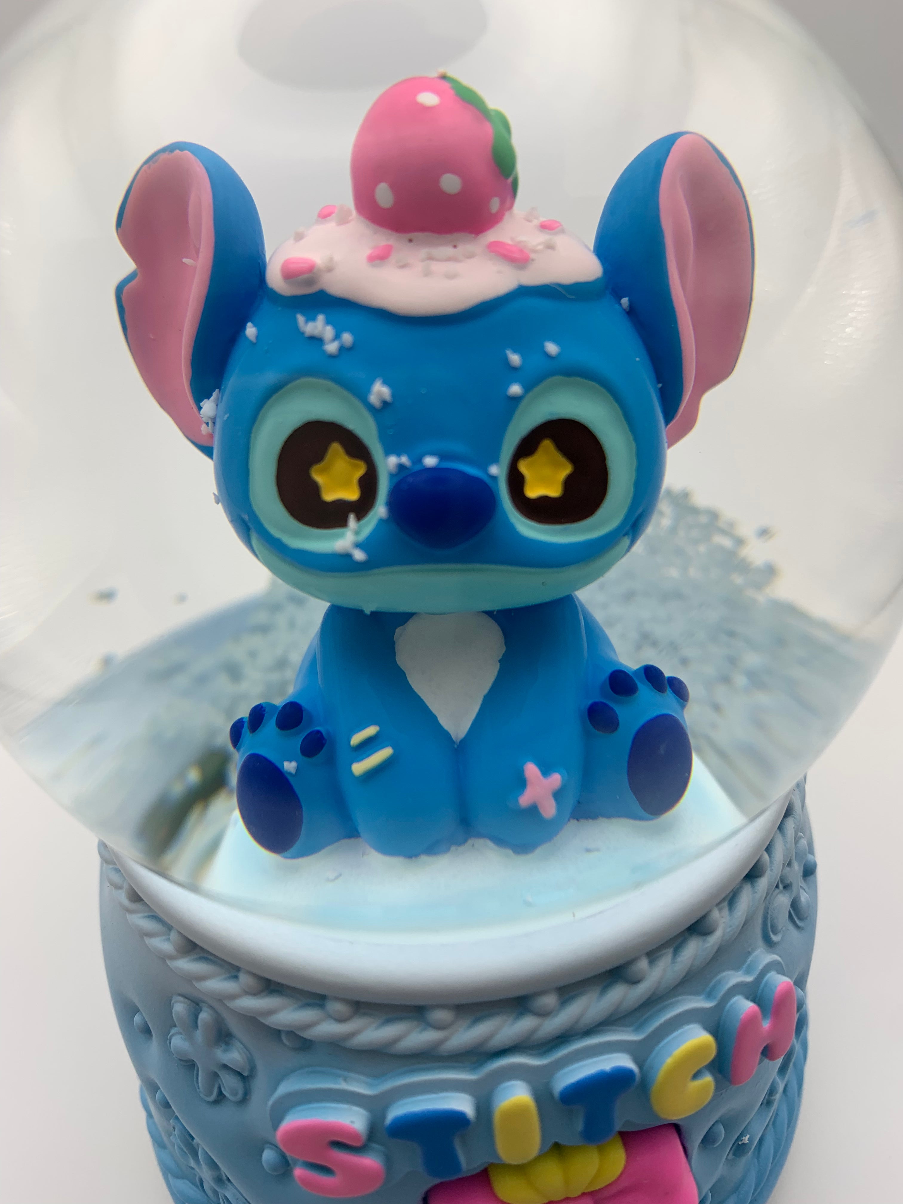 Disney Stitch Musical Snow Globe 3D Crystal Ball, Music Box with Colorful LED Light (13cm)