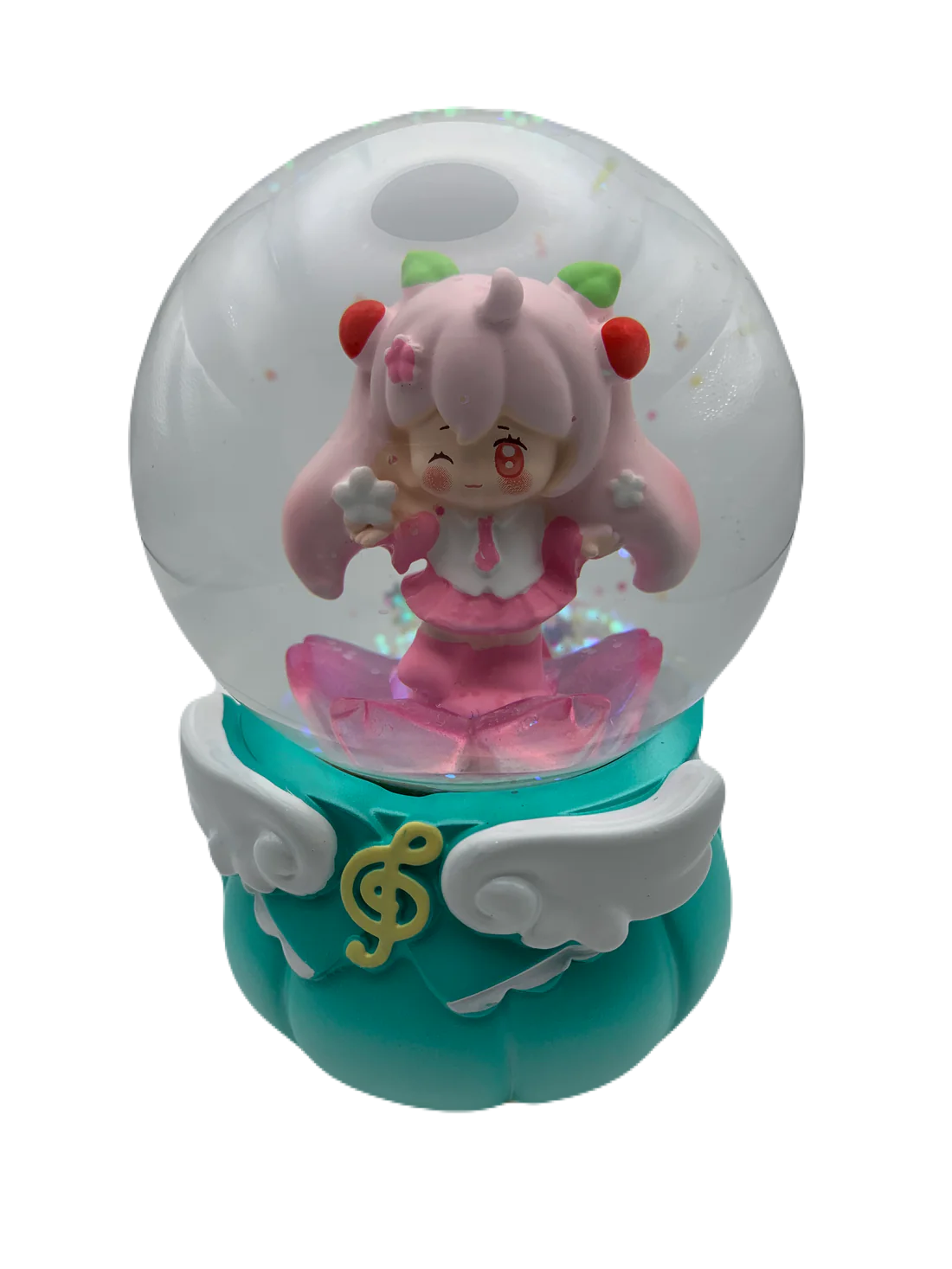 Sakura Miku Musical Snow Globe 3D Crystal Ball, Music Box with Colorful LED Light (13cm)