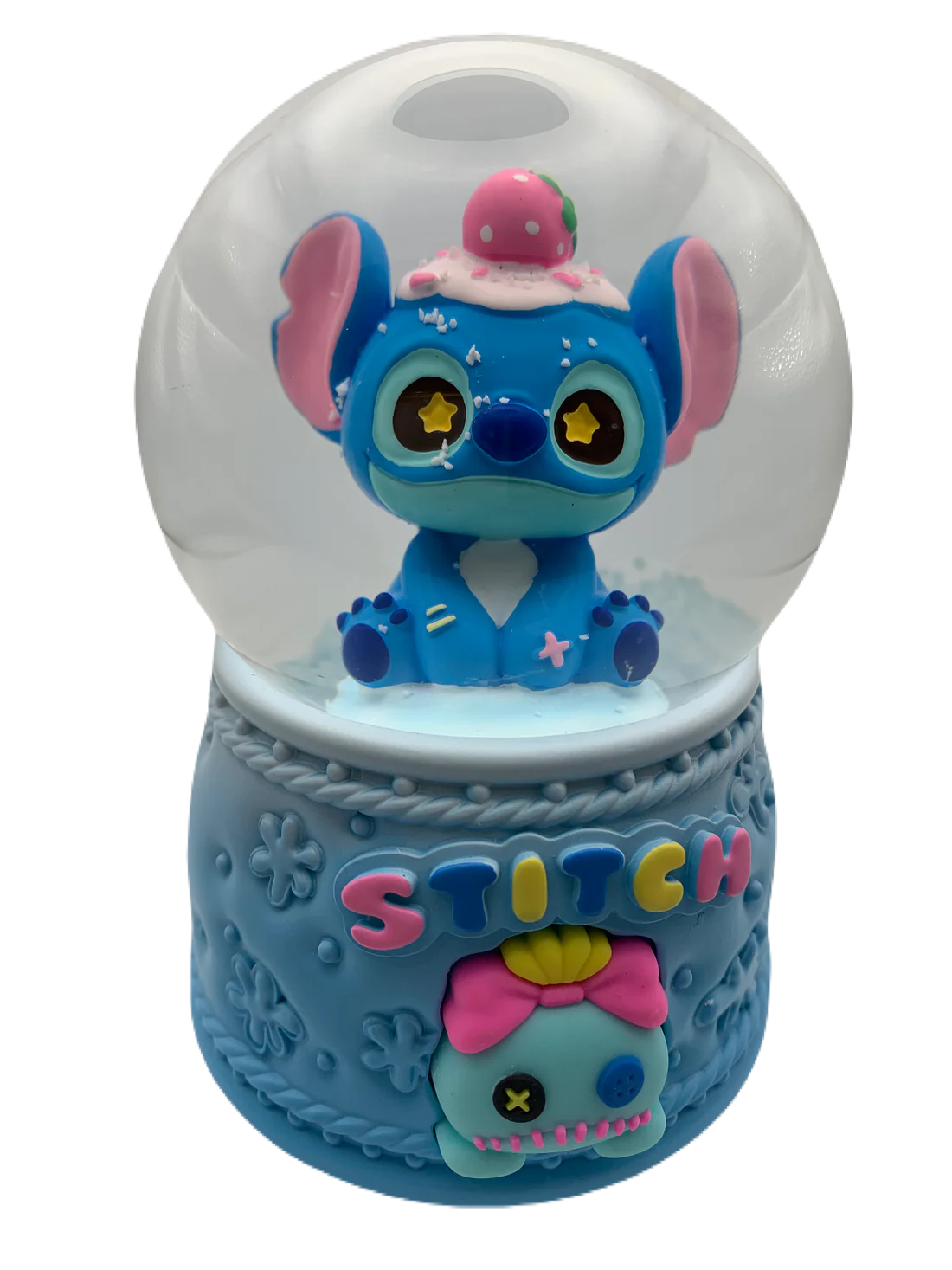 Disney Stitch Musical Snow Globe 3D Crystal Ball, Music Box with Colorful LED Light (13cm)