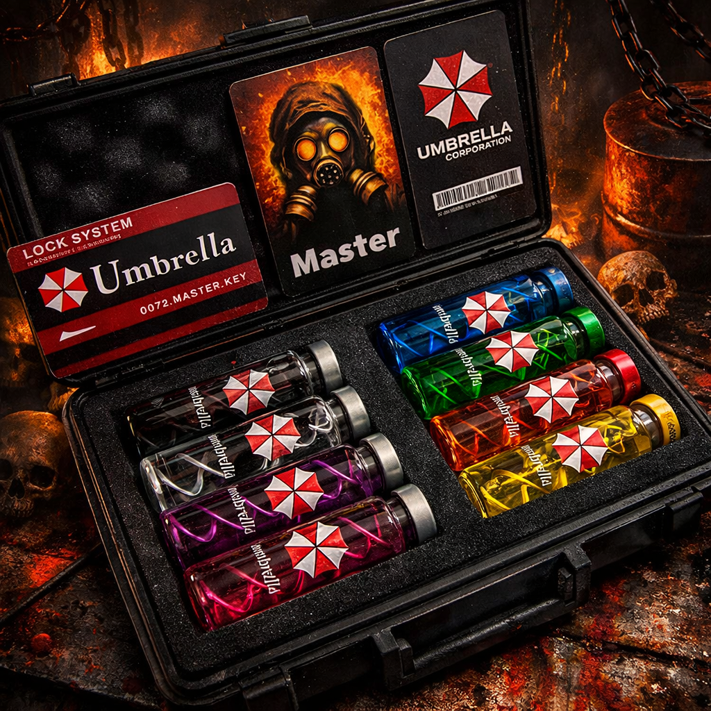 Resident Evil Biohazard Virus Sample Vial Vaccine Replica Set & Master Key