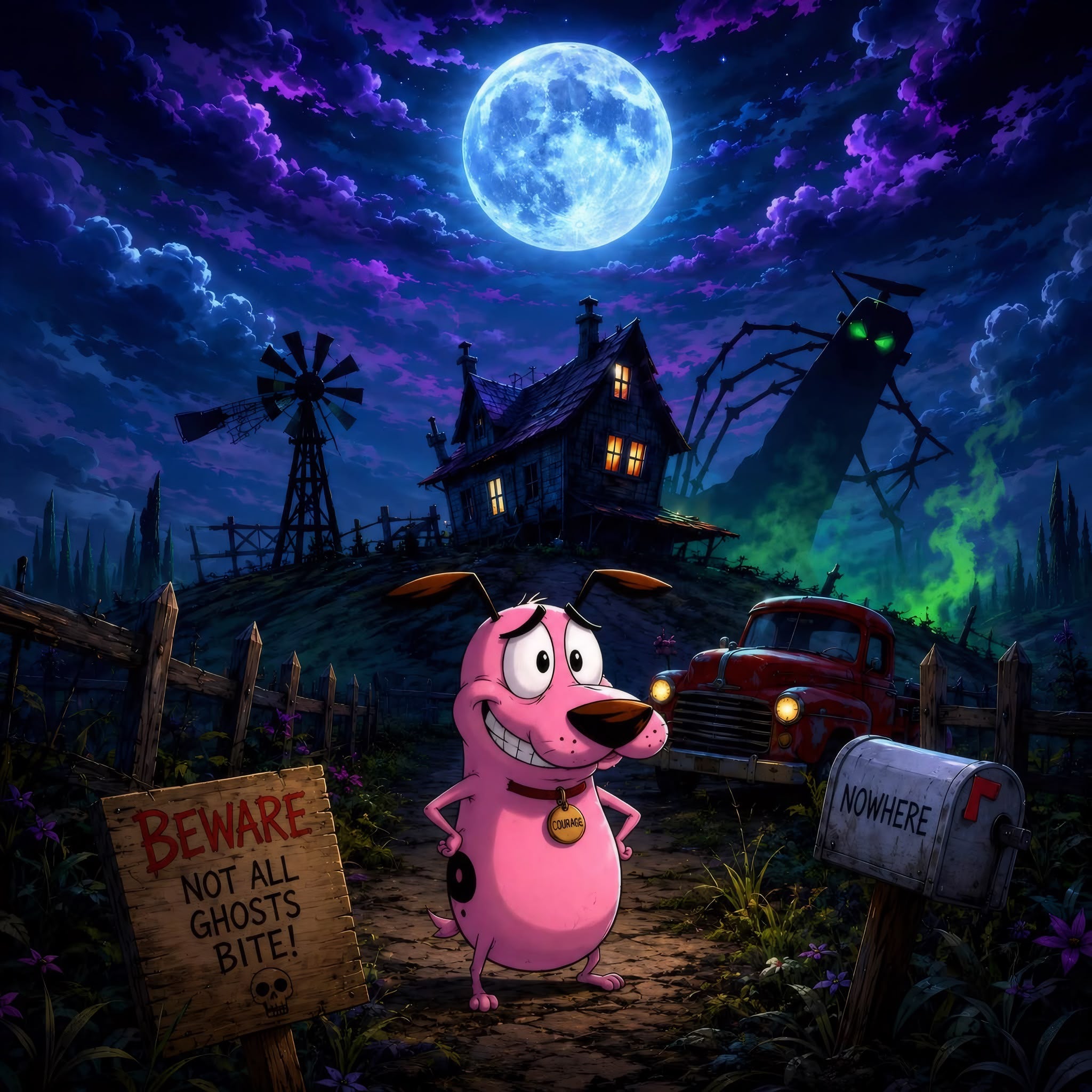 Cartoon: Courage the Cowardly Dog Frameless Art Painting on Acrylic Sheet (30x30cm)