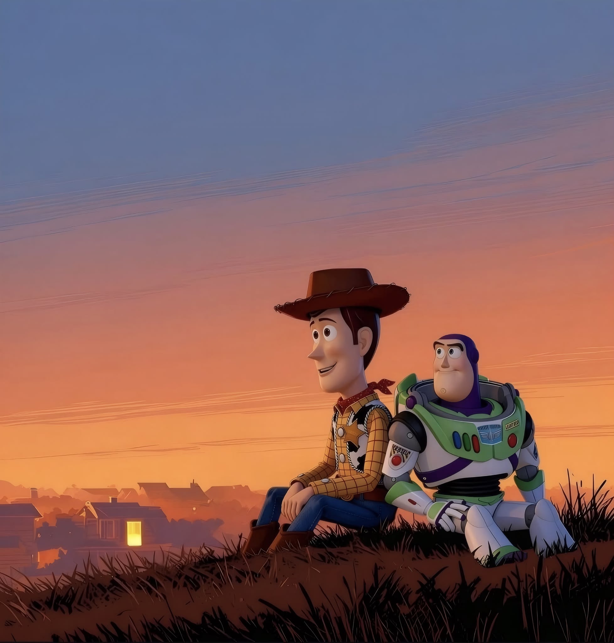 Disney Pixer Toy Story Buzz Lightyear & Sheriff Woody Frameless Art Painting on Acrylic Sheet (30x30cm)