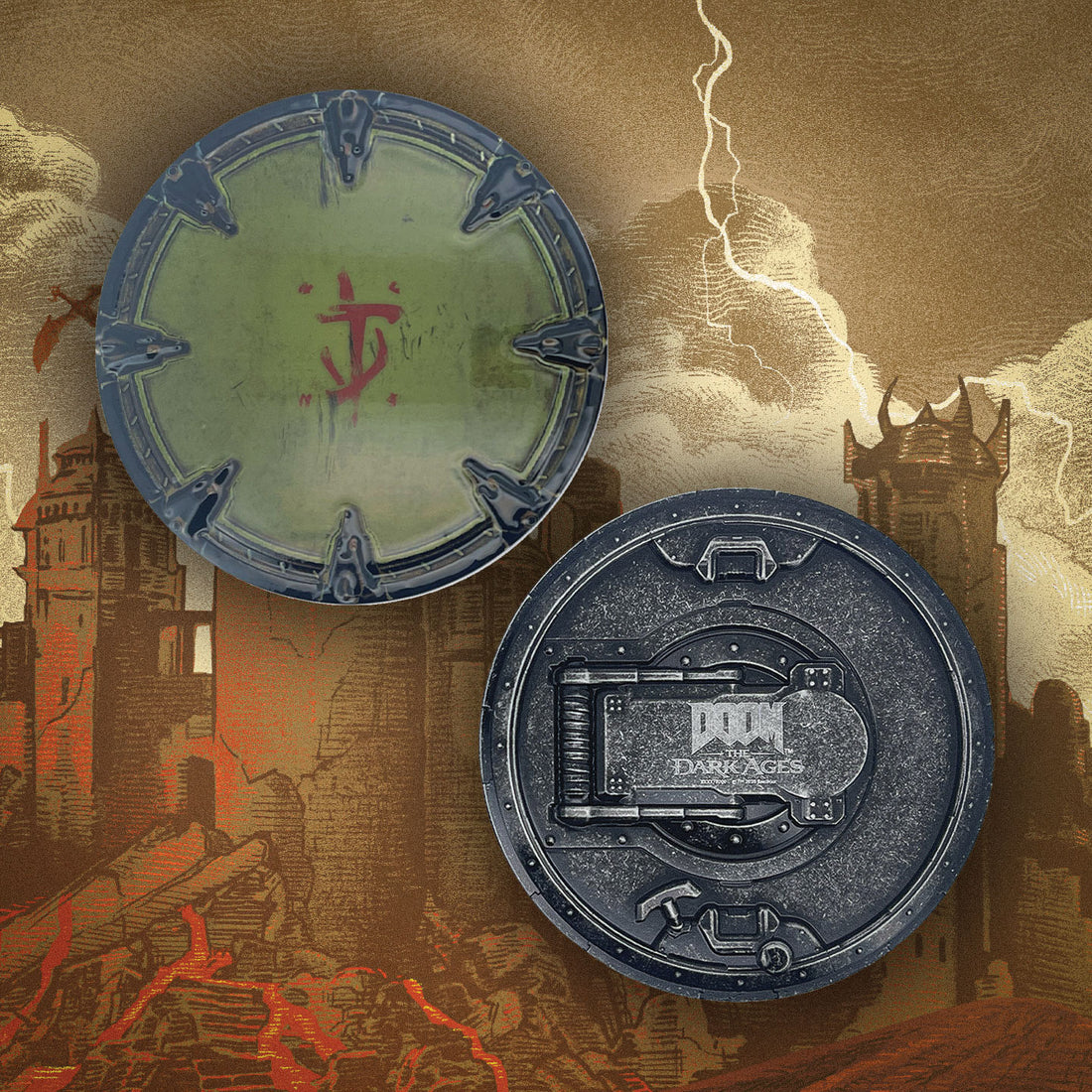 Official DOOM: The Dark Ages Shield Saw Medallion and Art Card Limited to 5,000 Pieces