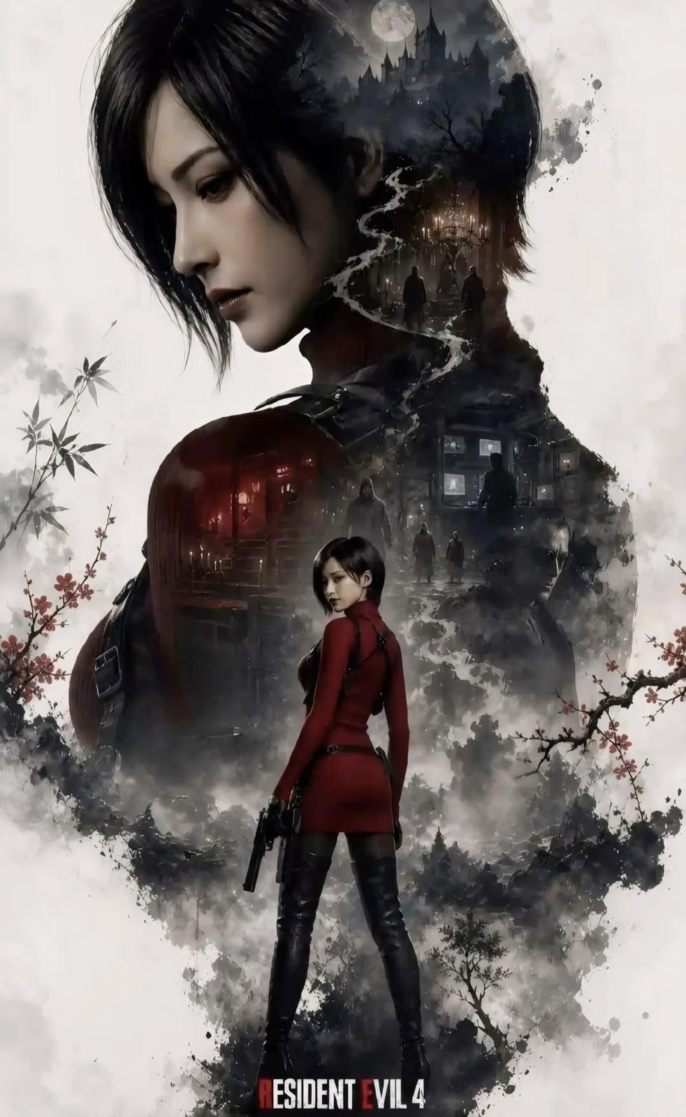 Resident Evil 4 Ada Wong Decorative Painting Wall Wooden Posters (28x43cm)