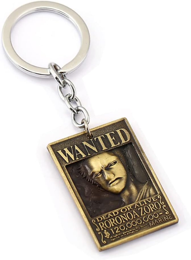 Anime One Piece Zoro Wanted Metal Keychain