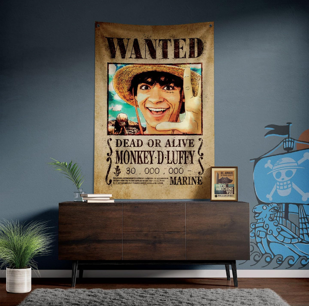 Official One Piece Wanted Poster Wall Banner (125x85cm)