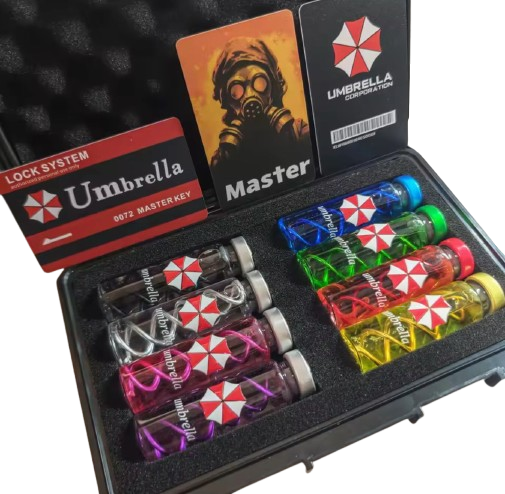 Resident Evil Biohazard Virus Sample Vial Vaccine Replica Set & Master Key