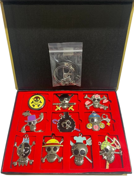 Anime One Piece Metal Necklace & Keychain Collection Box 10pcs