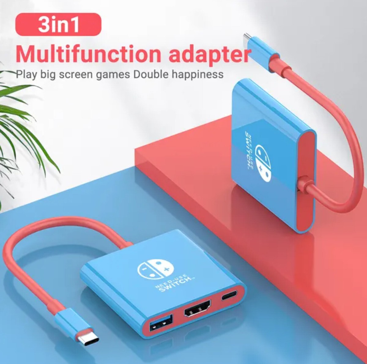 USB-C to HDMI 4K 3-in-1 Hub TV Docking Station for Nintendo Switch