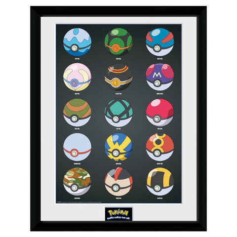 Official Pokemon Pokeballs  Framed (30.5 x 40.6cm)