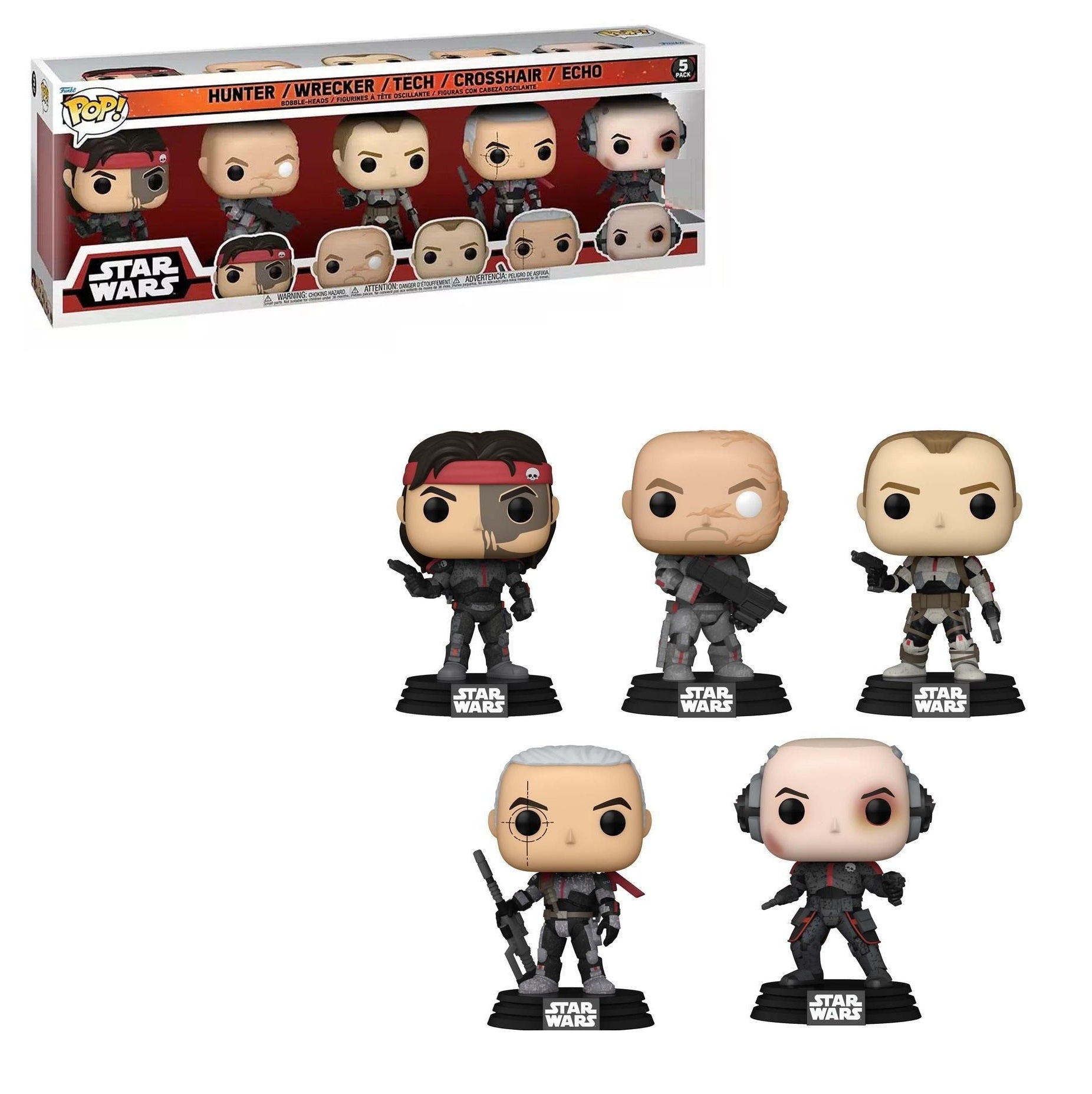 Funko Pop Star Wars 5 Pack: Hunter , Wrecker , Tech , Crosshair , Echo