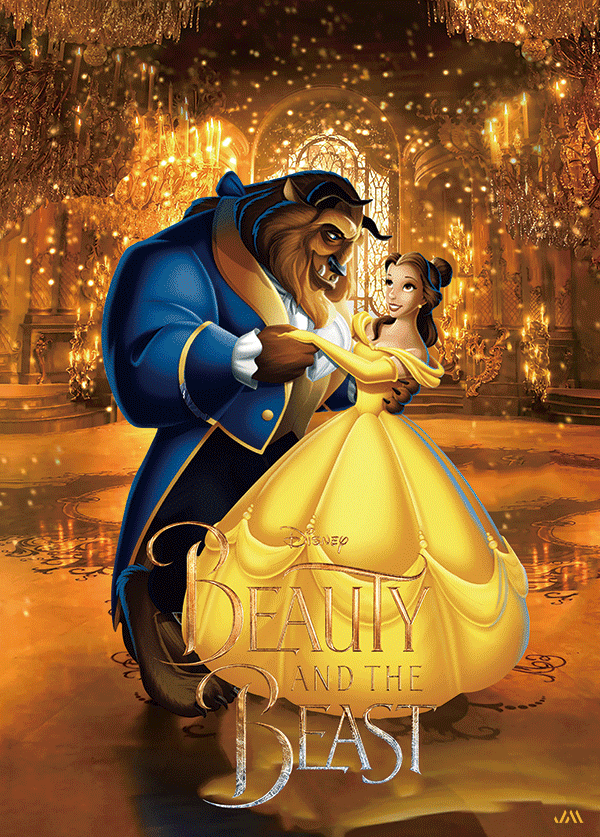 [JSM] Disney Beauty And The Beast 3D Poster (size: 70*50) + Frame
