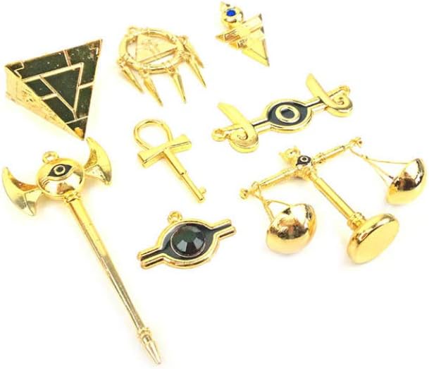 Anime Yu Gi Oh Millenium Puzzle Ring Scale Key Metal Necklace & Keychain Collection Box 8pcs