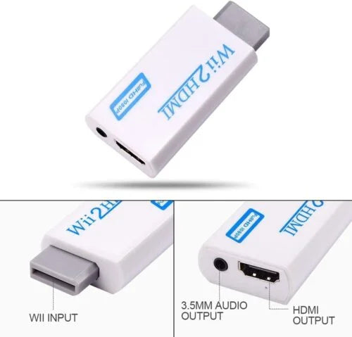 Wii to HDMI 1080P Converter Wii2HDMI Adapter 3.5mm Audio Video Output