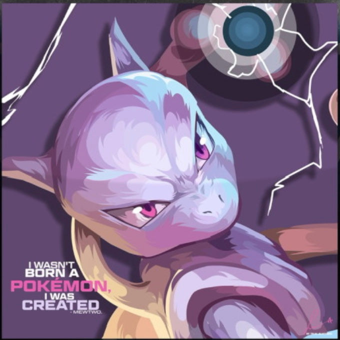 Anime Pokemon Mewtwo Frameless Art Painting (30*30 cm)