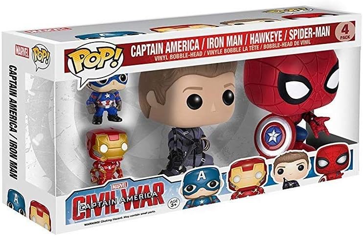 Funko Pop Marvel: Civil War Hawkeye Spiderman, Iron Man & Captain America Keychain