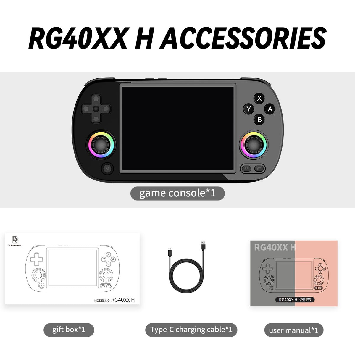 Anbernic RG40XX H Retro Handheld Game Console Black