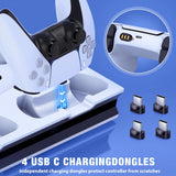 PS5 Stand Cooling Fan with Dual Controller Charging Docking Station