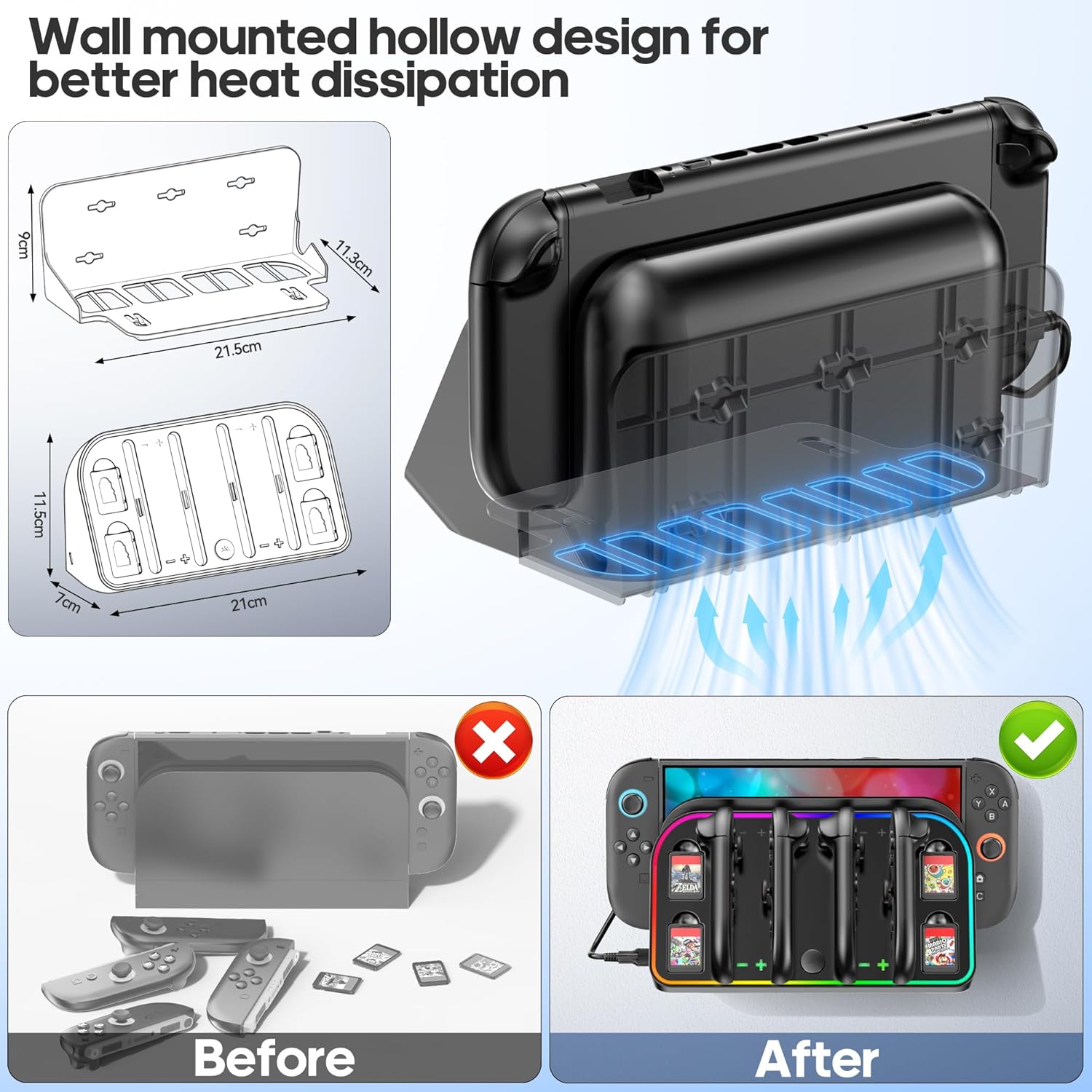 Nintendo Switch 2 2in1 Wall Mount Charging Dock for 2025 Joycon 2