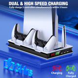 PS5 Stand Cooling Fan with Dual Controller Charging Docking Station