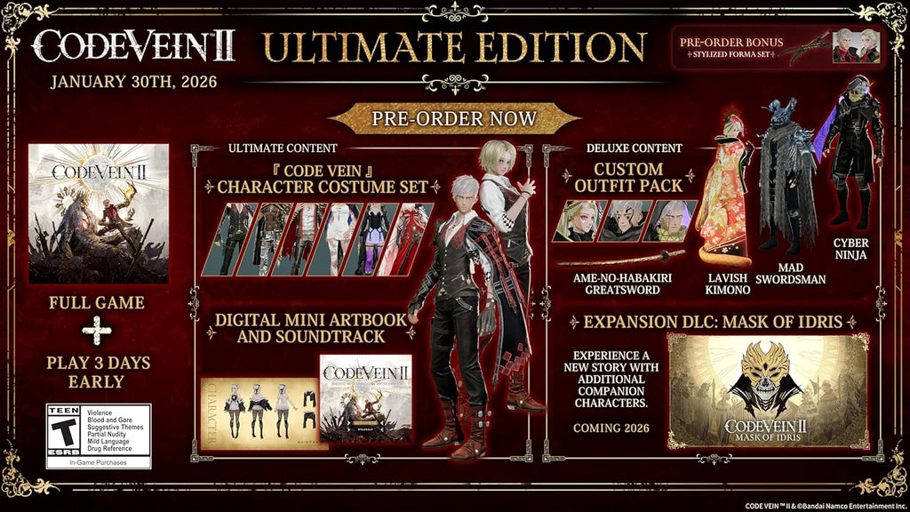 [Pre-Order] Code Vein II: Ultimate Edition R1 (PS5)