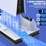 PS5 Stand Cooling Fan with Dual Controller Charging Docking Station