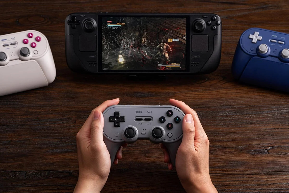 8BitDo Pro 3 Bluetooth Controller for Switch/Switch 2, Windows, Apple, SteamOS, Android – TMR Joysticks (Gray Edition)