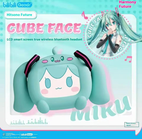 Hatsune Miku CUBE FACE LCD Wireless Bluetooth Earphones Gift Box