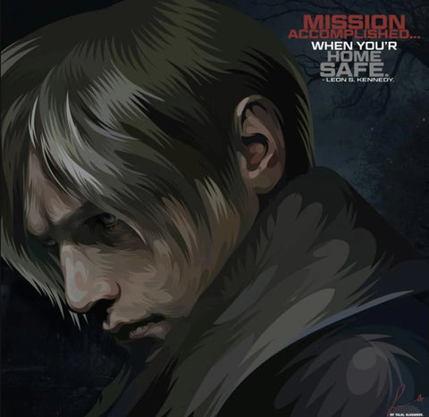 Resident Evil Leon Kennedy Decorative Painting Wall Wooden Posters (30x30cm)