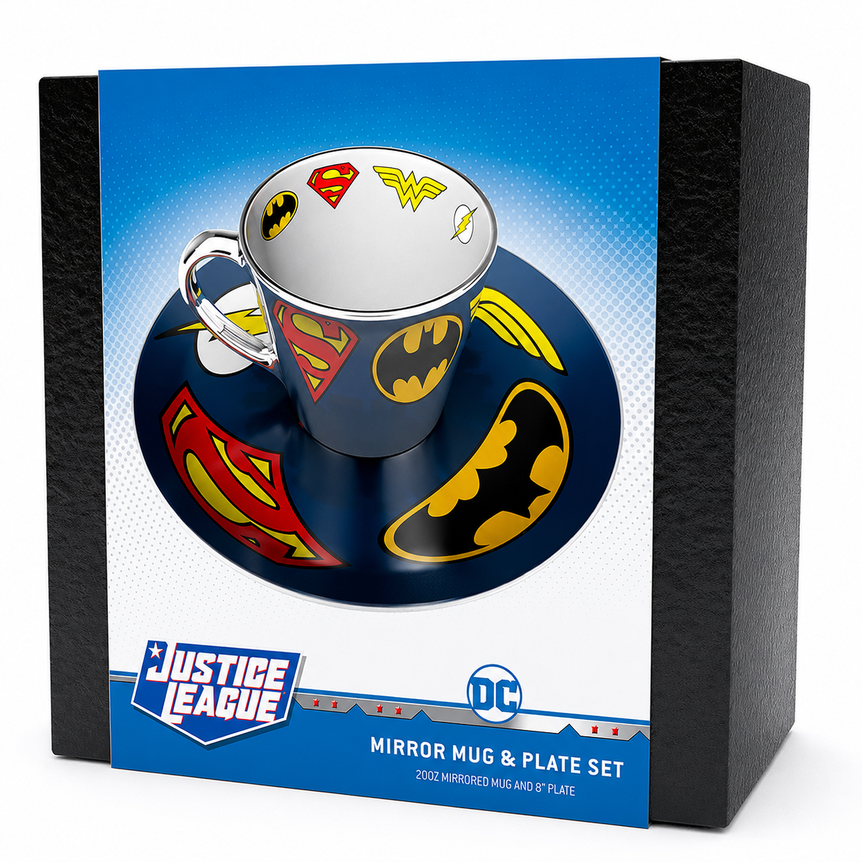 Official DC Comics Justice League Mirror Mug & Plate Set
