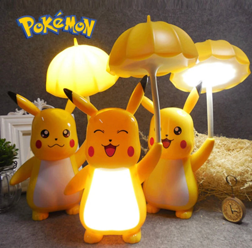 Anime Pokemon Pikachu With Umbrella Open eyed smiling Table Lamp