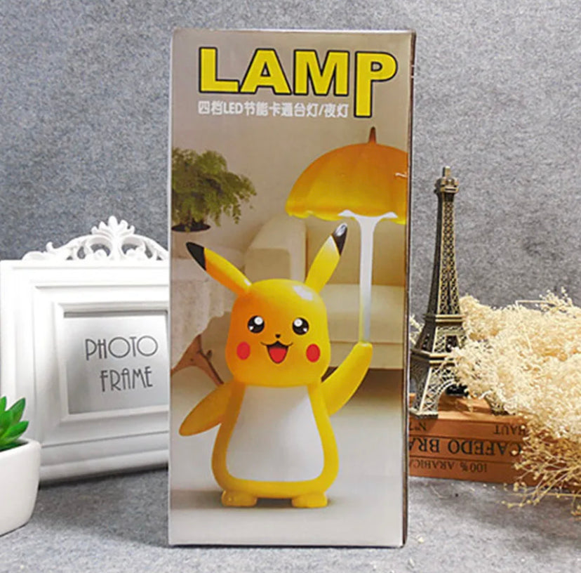 Anime Pokemon Pikachu With Umbrella Open eyed smiling Table Lamp