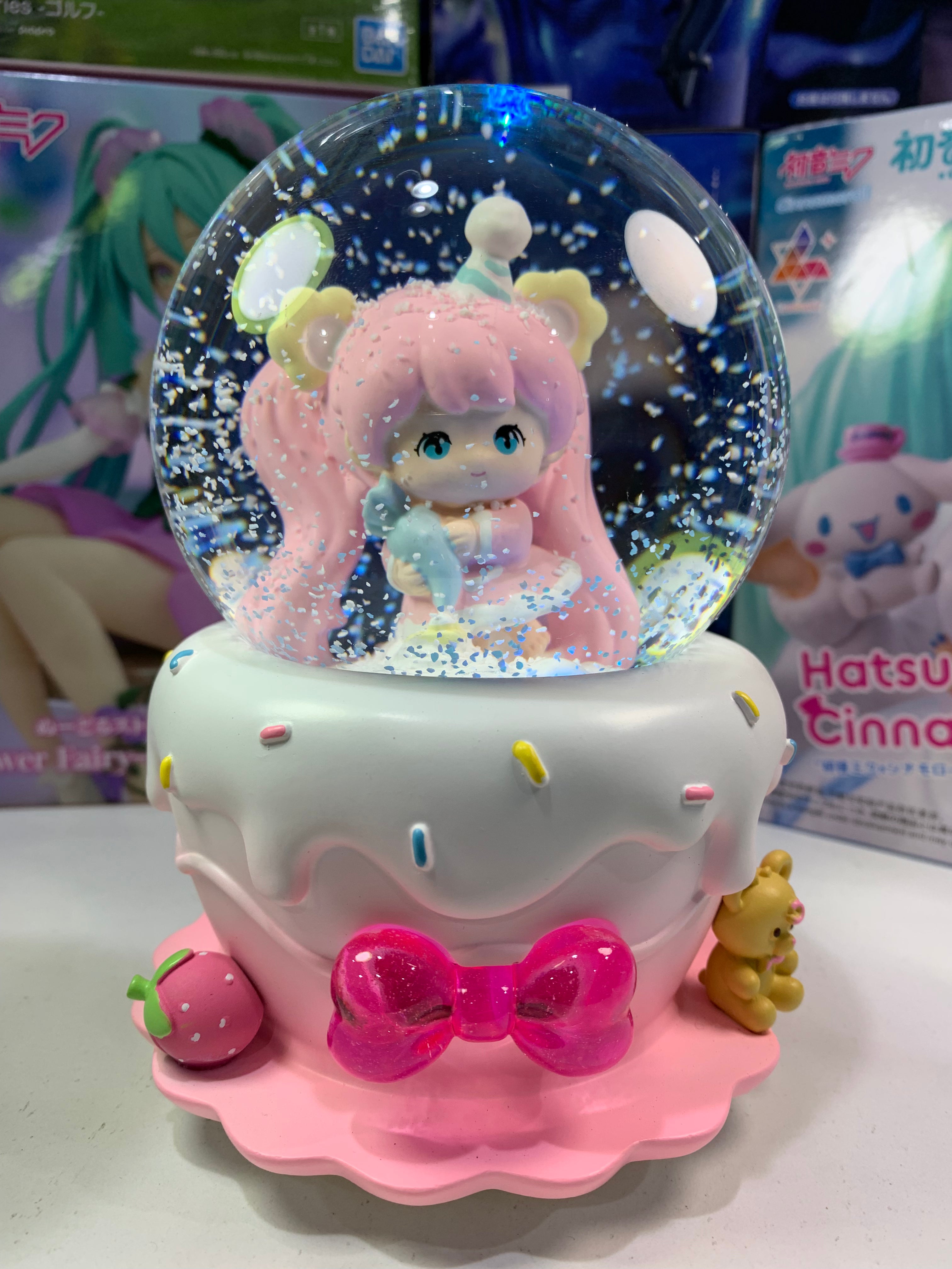 Hatsune Miku: Sakura Miku Musical Snow Globe 3D Crystal Ball, Music Box with Colorful LED Light (17cm)