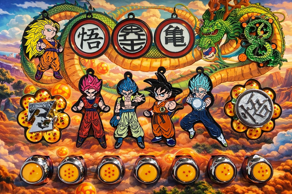 Anime Dragon Ball Metal Necklace & Keychain Collection Box 18pcs