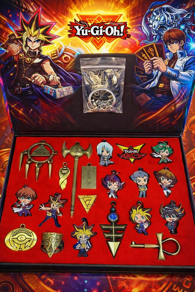 Anime Yu Gi Oh Metal Necklace & Keychain Collection Box 20pcs