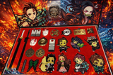 Anime Demon Slayer Metal Necklace & Keychain Collection Box 23pcs