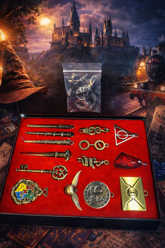 Harry Potter Metal Necklace & Keychain Collection Box 14pcs