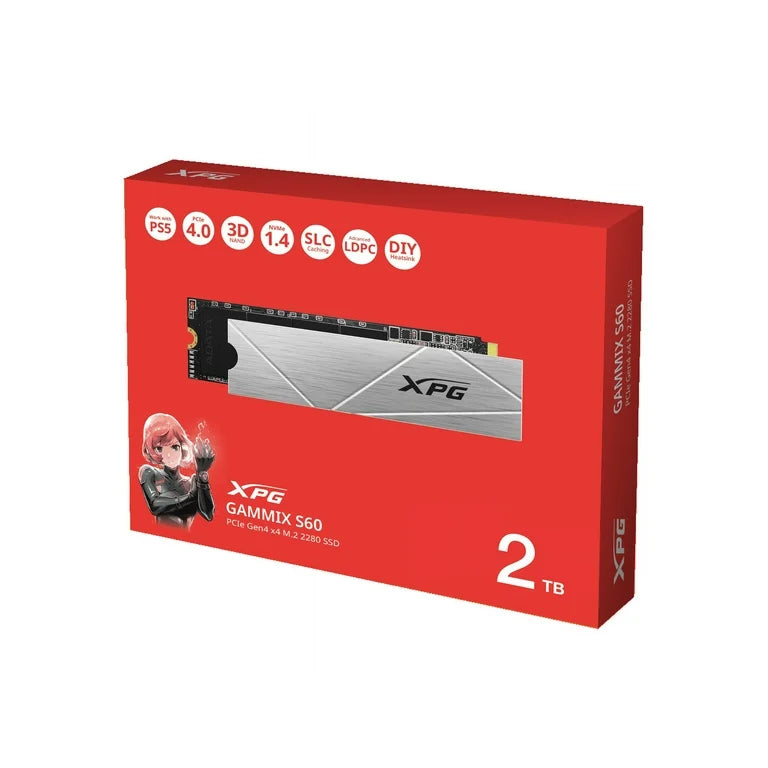 XPG Gammix S60 Blade 2TB SSD Compatible with PS5 Internal Solid State Drive - Silver