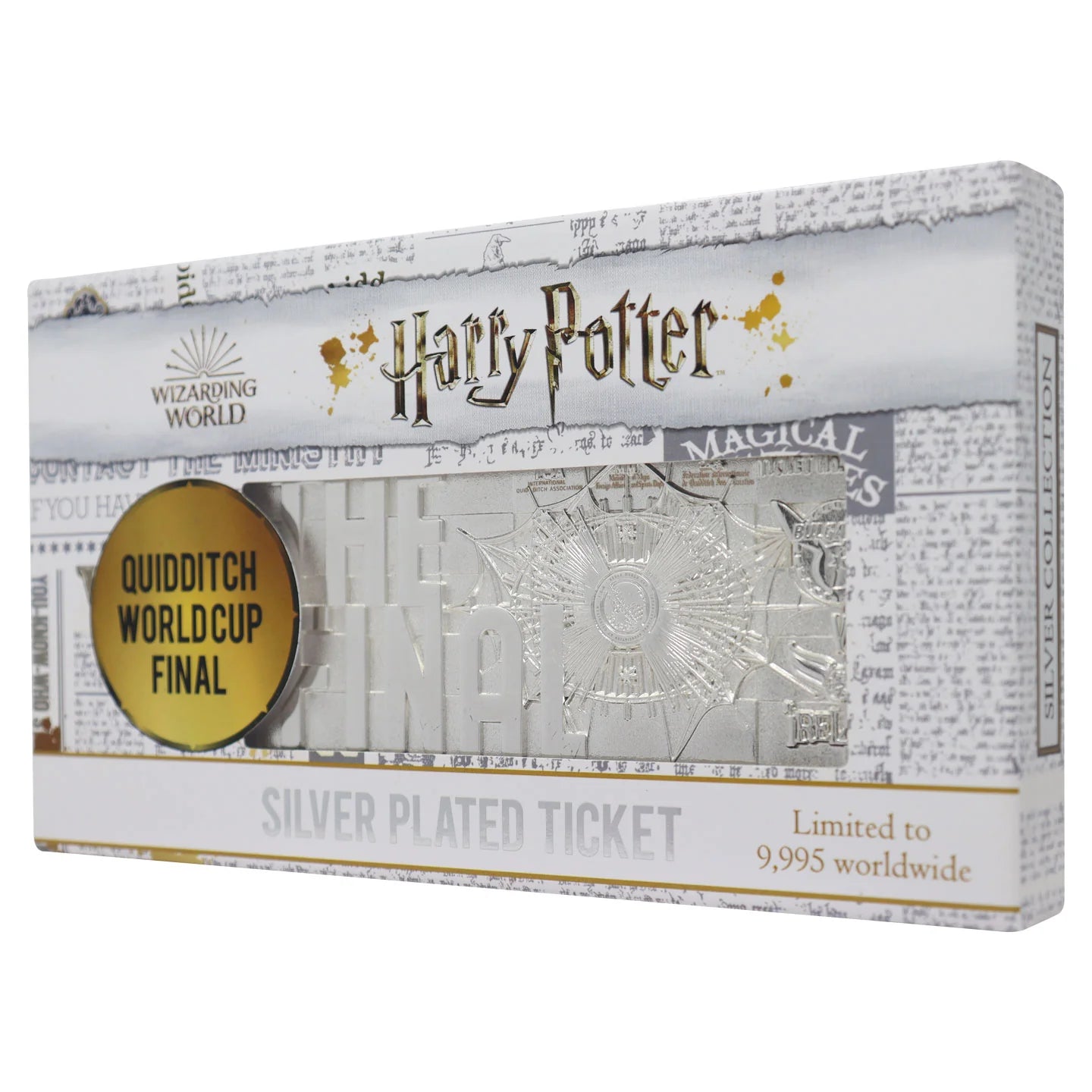 Official Harry Potter Limited Edition .999 Silver Plated Replica Quidditch World Cup Ticket