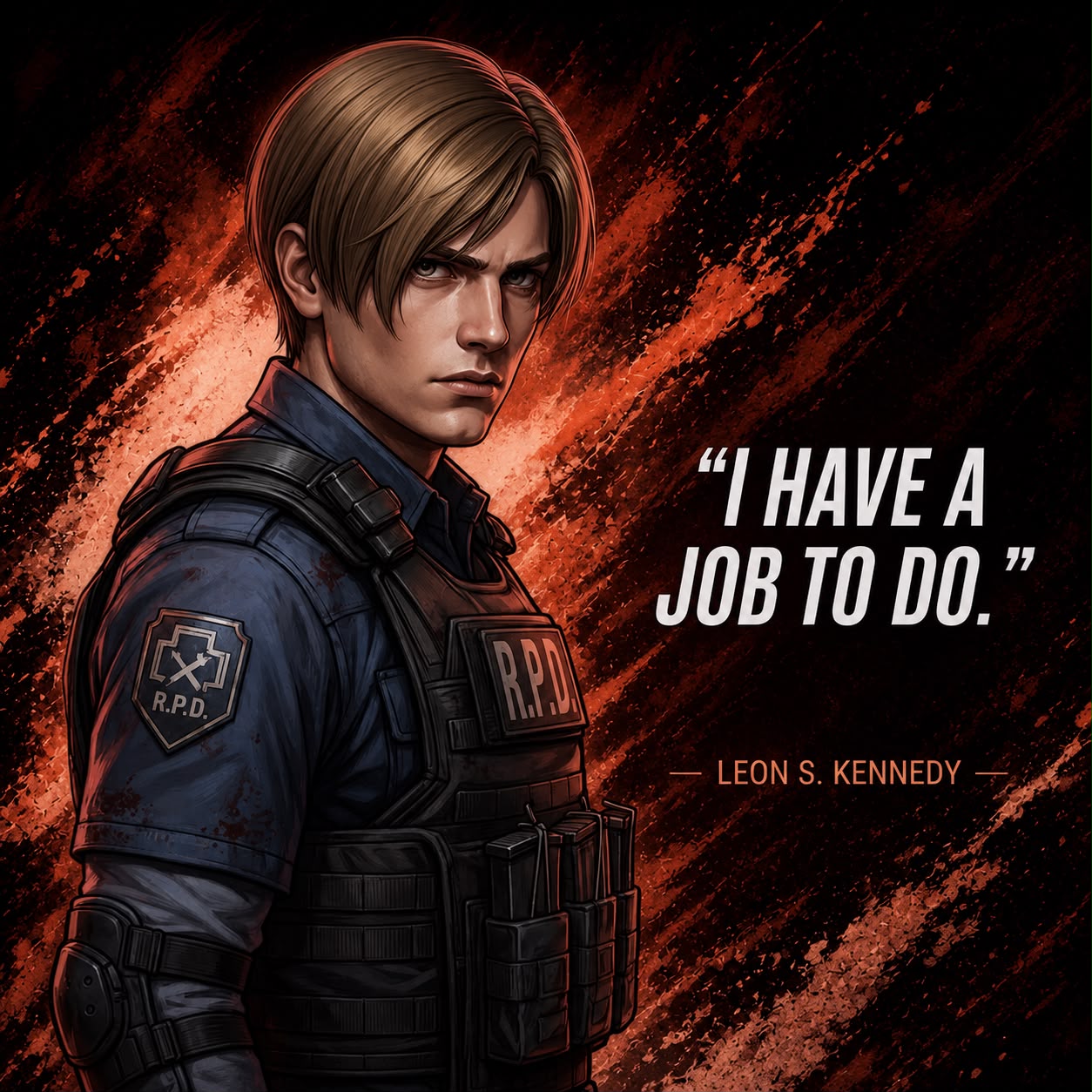 [Horror] Resident Evil Leon S. Kennedy Frameless Art Painting on Acrylic Sheet (30x30cm)