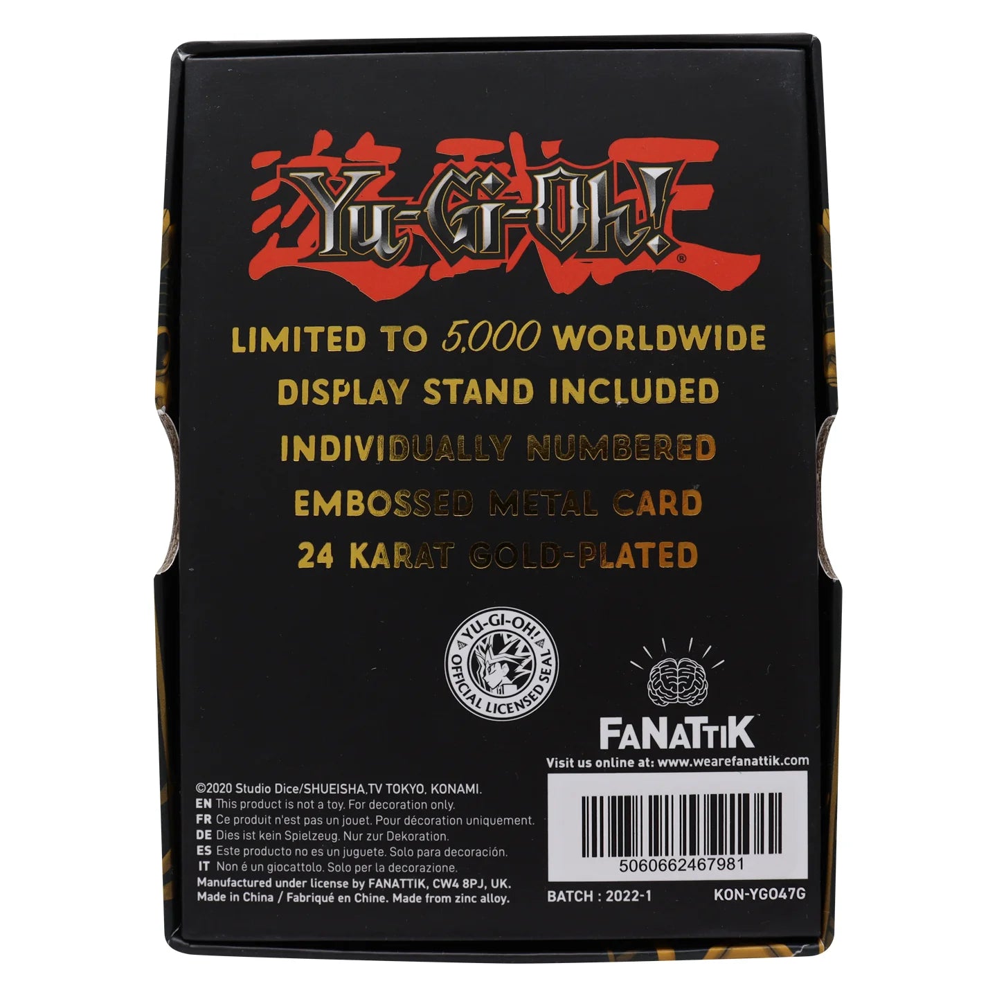 Yu-Gi-Oh! Limited Edition 24k Gold Plated Dark Paladin Metal Card