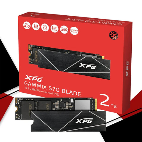 XPG ADATA Internal solid state drive GAMMIX S70 Blade, 2TB PCIe Gen4x4 M.2 2280 SSD black – heat sink – 3D graphics processing h